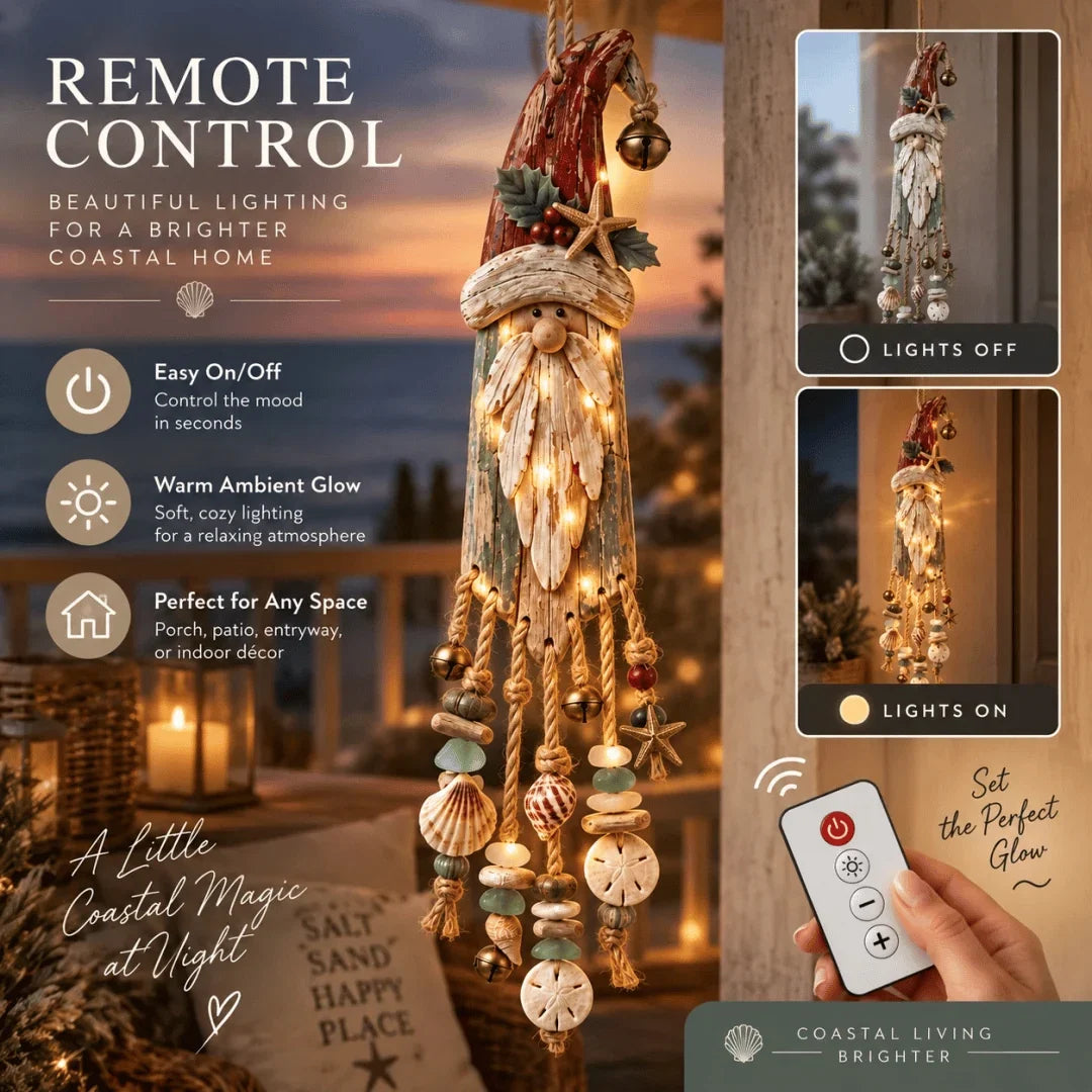 🌊🎅 Coastal Santa Lighted Wall Decor – Beach House Christmas Glow