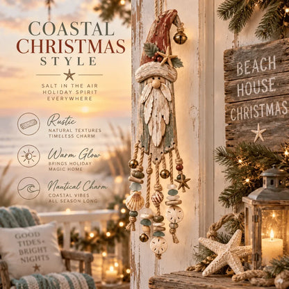 🌊🎅 Coastal Santa Lighted Wall Decor – Beach House Christmas Glow
