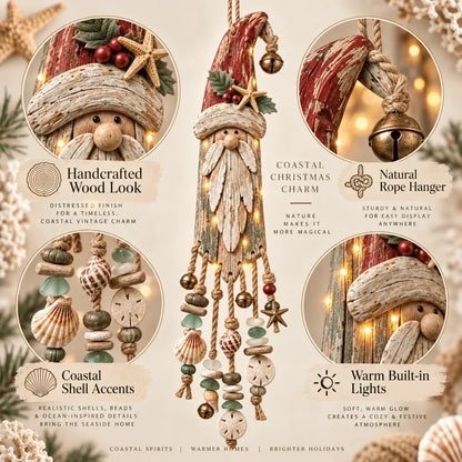🌊🎅 Coastal Santa Lighted Wall Decor – Beach House Christmas Glow