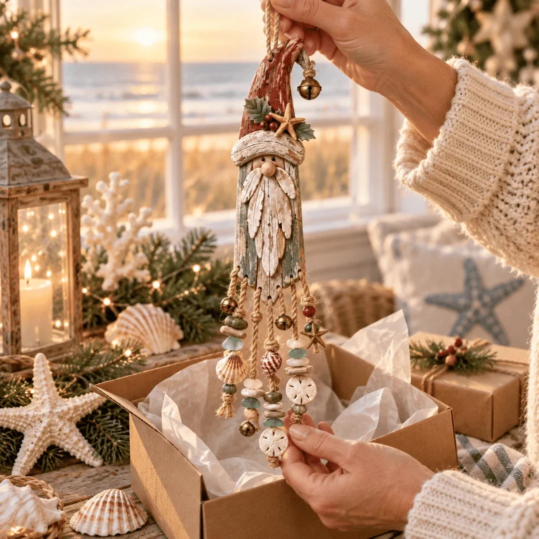 🌊🎅 Coastal Santa Lighted Wall Decor – Beach House Christmas Glow