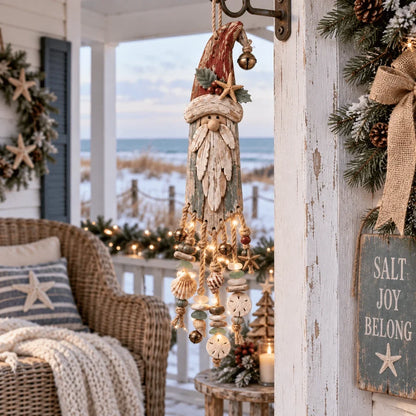 🌊🎅 Coastal Santa Lighted Wall Decor – Beach House Christmas Glow