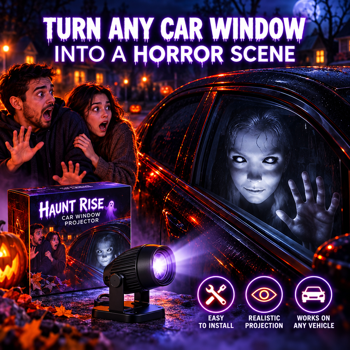 🏅100K+ Sold 🎃 Halloween Window Projector 👻 12 Spooky Films USB Powered Holiday Decor