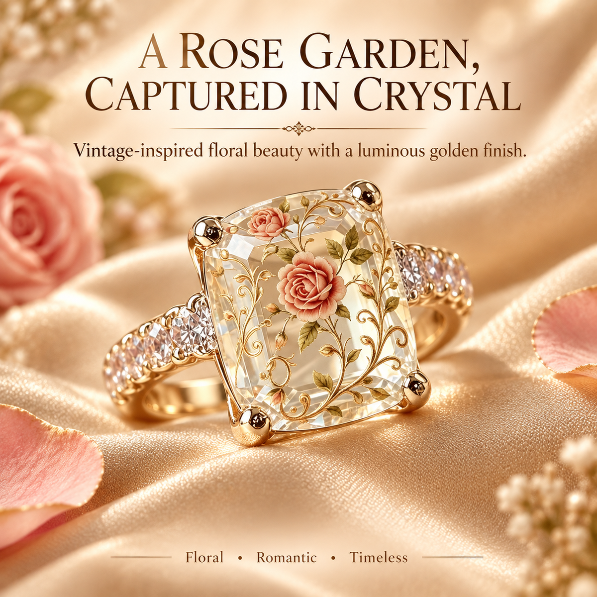 🌹✨ Vintage Rose Statement Ring – Timeless Floral Elegance