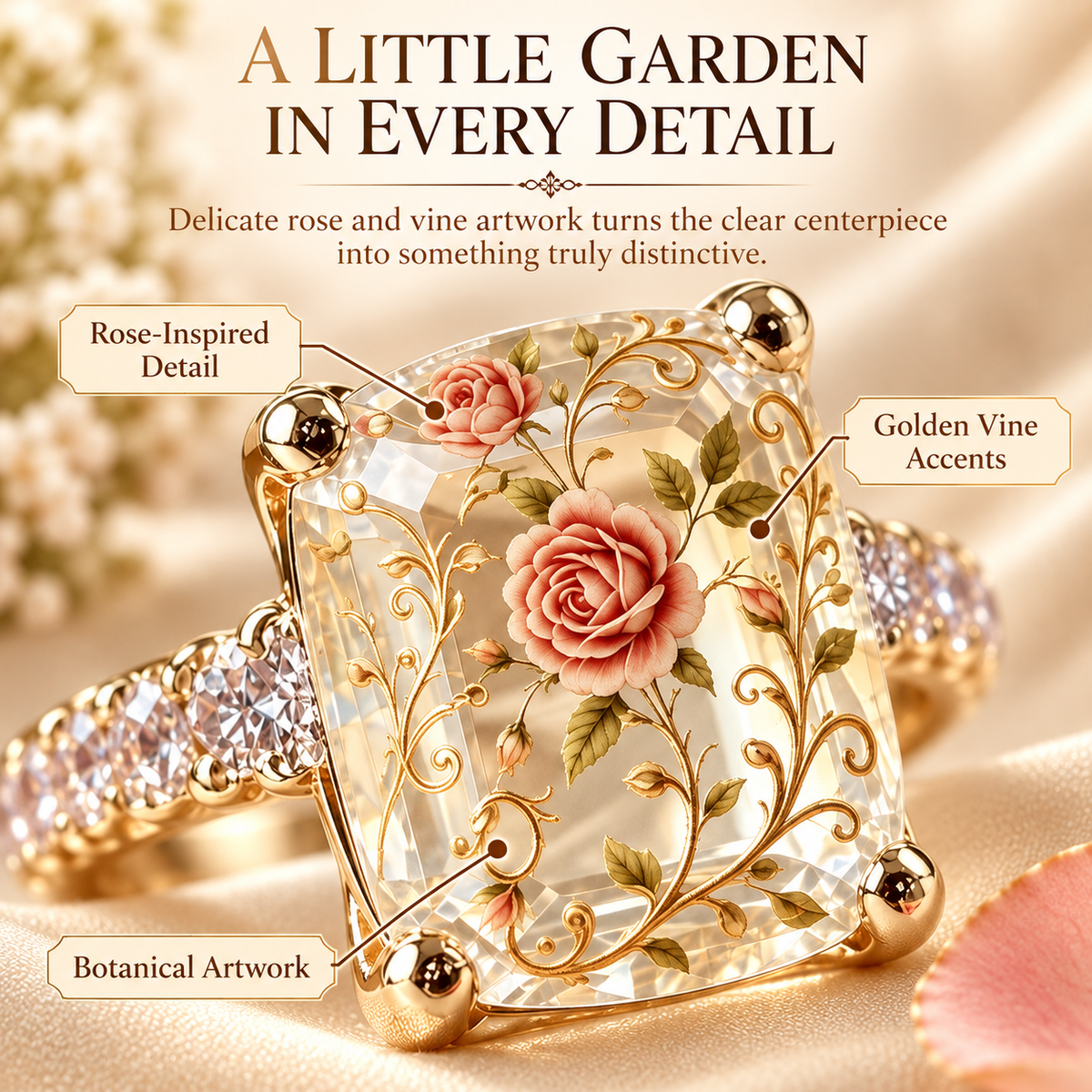 🌹✨ Vintage Rose Statement Ring – Timeless Floral Elegance