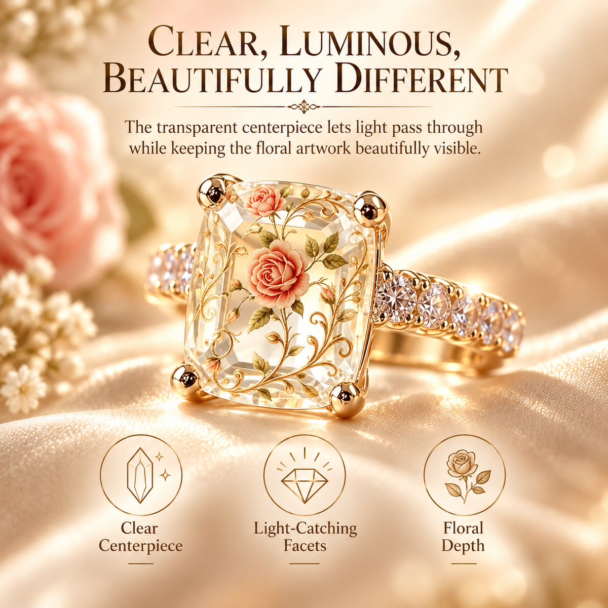 🌹✨ Vintage Rose Statement Ring – Timeless Floral Elegance