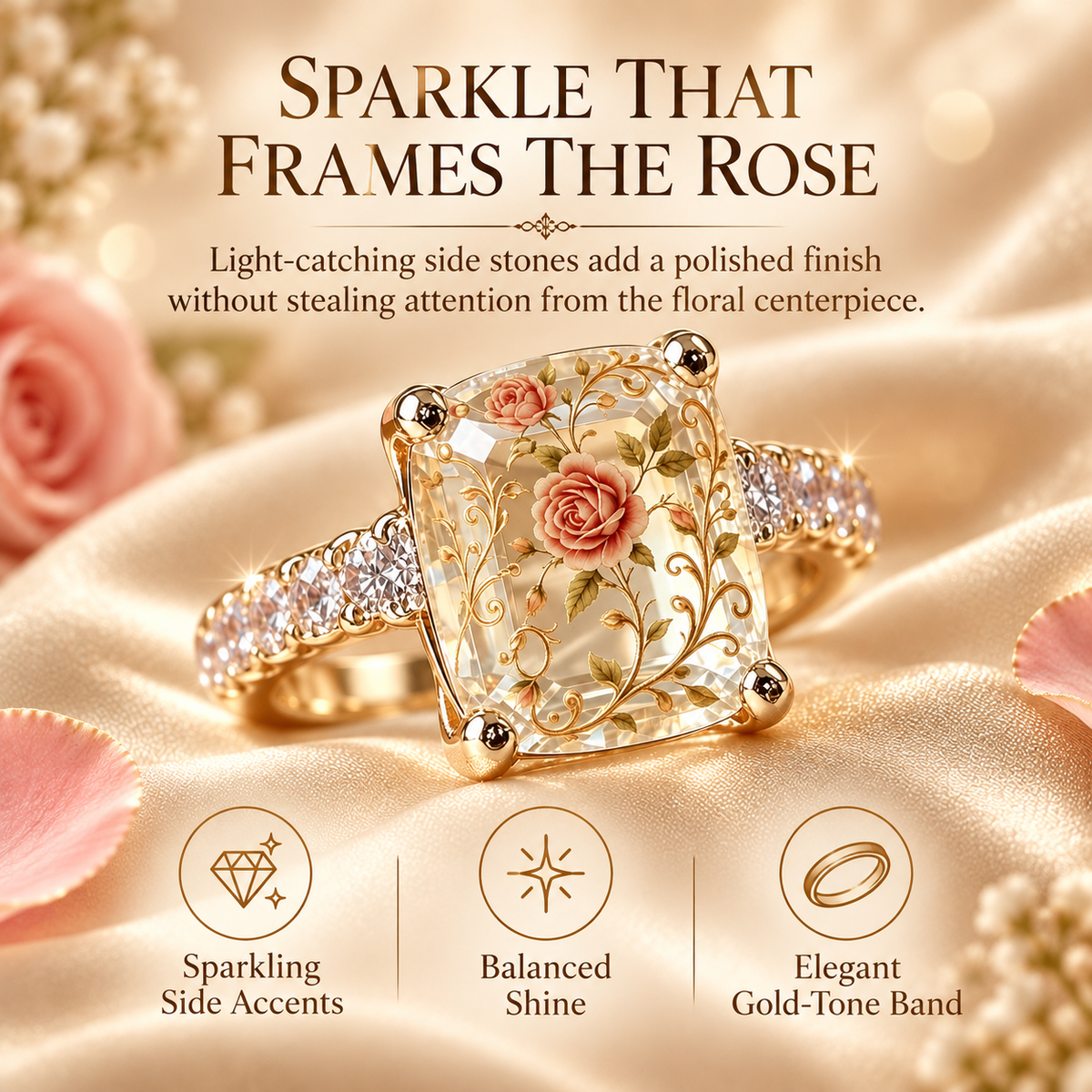 🌹✨ Vintage Rose Statement Ring – Timeless Floral Elegance