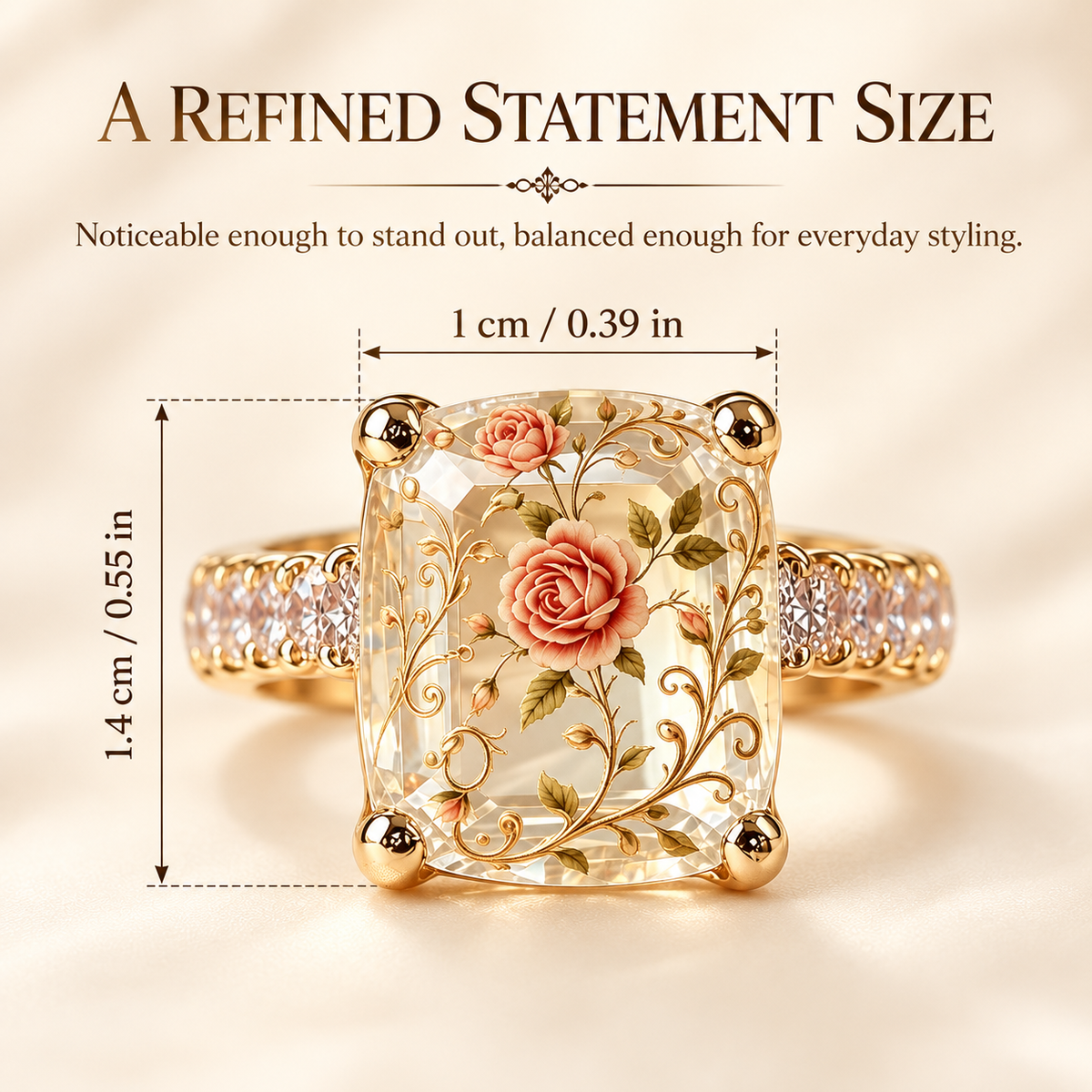 🌹✨ Vintage Rose Statement Ring – Timeless Floral Elegance