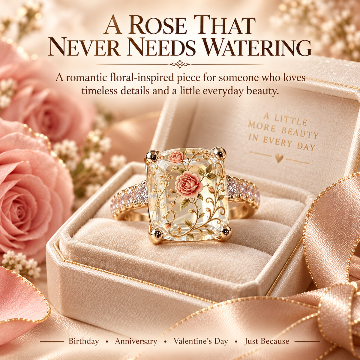 🌹✨ Vintage Rose Statement Ring – Timeless Floral Elegance
