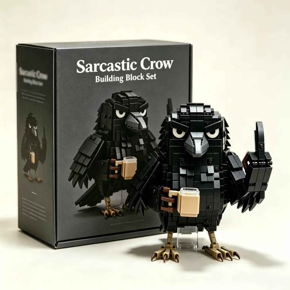 🐦‍⬛ Sarcastic Coffee Crow Building Block Set – Funny Do Not Disturb Desk Decor