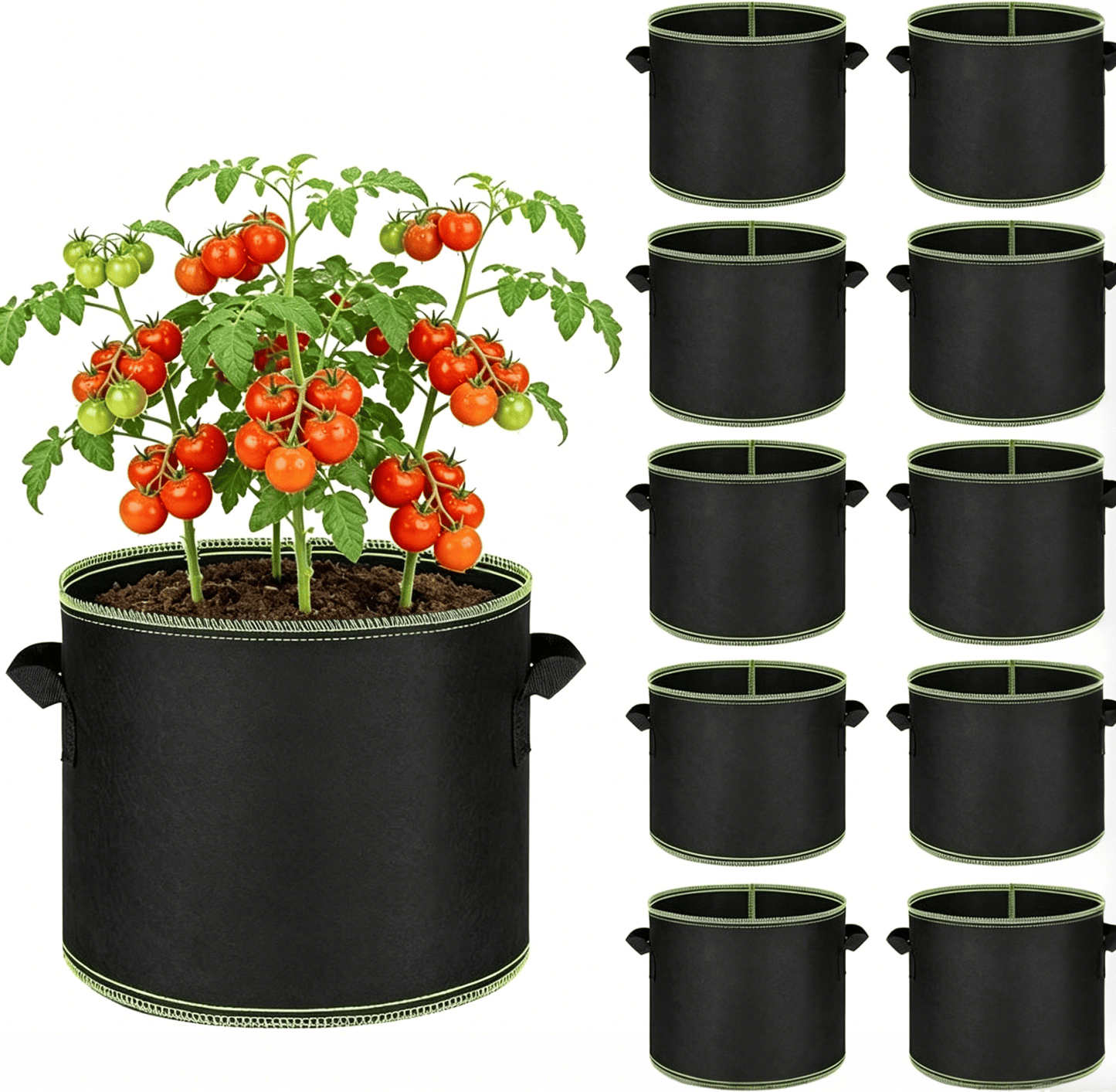 🪴🌱 5-Pack 5 Gallon Grow Bags – Heavy Duty Aeration Fabric Pots with Handles for Vegetables, Flowers & Fruits 🪴