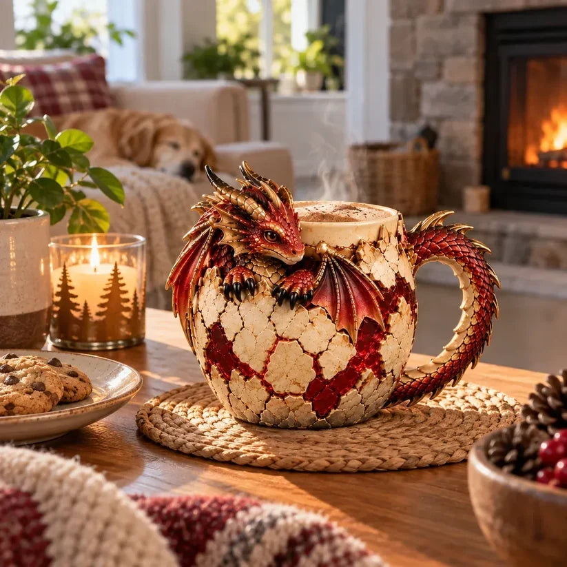 🐉✨ Dragonbound Realms™ Sculpted Dragon Mug Collection | 6 Fantasy Realm Designs with Raised 3D Dragon Details ☕