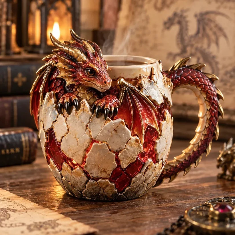 🐉✨ Dragonbound Realms™ Sculpted Dragon Mug Collection | 6 Fantasy Realm Designs with Raised 3D Dragon Details ☕