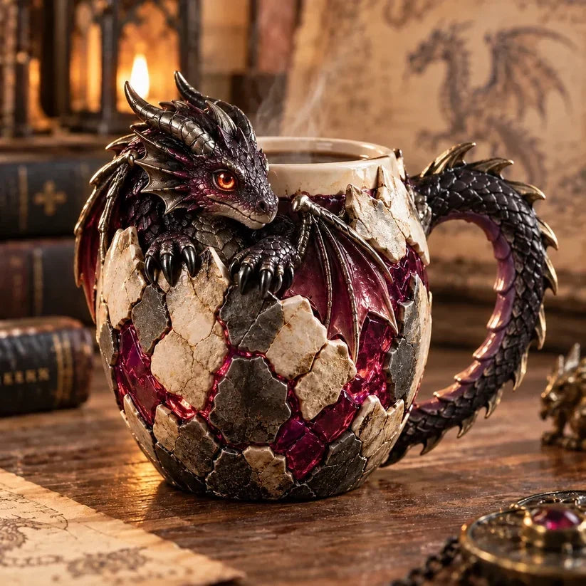 🐉✨ Dragonbound Realms™ Sculpted Dragon Mug Collection | 6 Fantasy Realm Designs with Raised 3D Dragon Details ☕