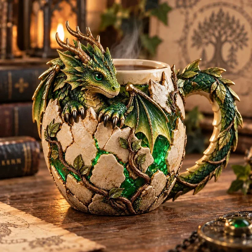 🐉✨ Dragonbound Realms™ Sculpted Dragon Mug Collection | 6 Fantasy Realm Designs with Raised 3D Dragon Details ☕