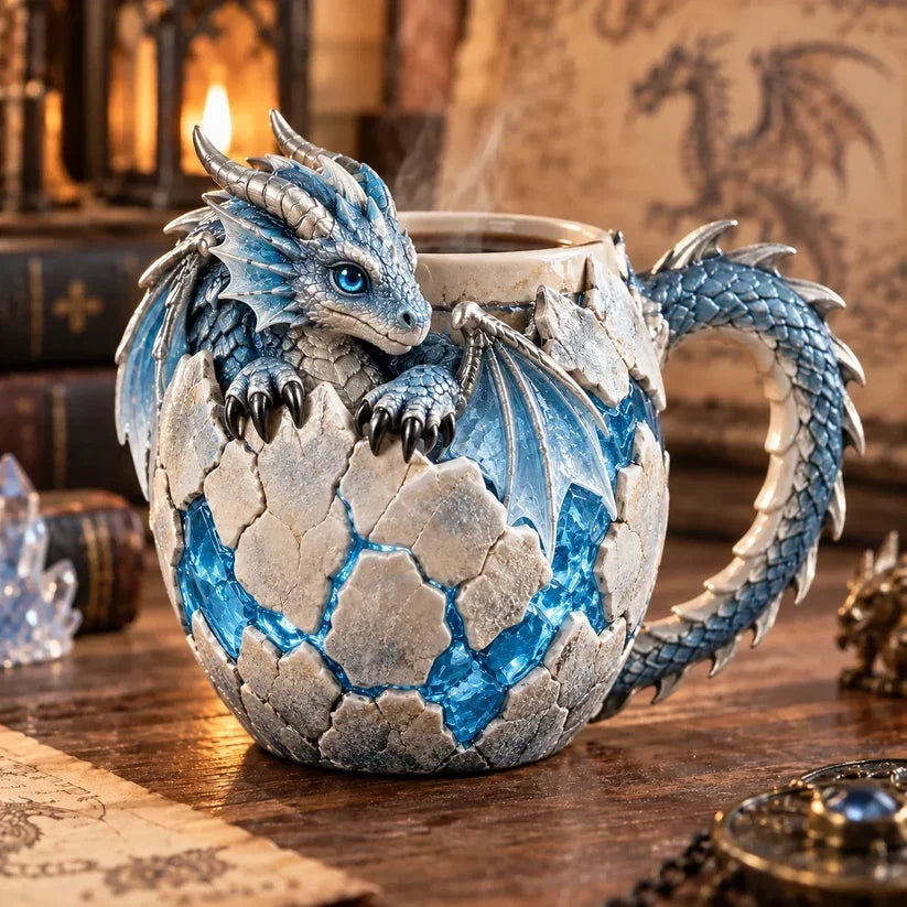 🐉✨ Dragonbound Realms™ Sculpted Dragon Mug Collection | 6 Fantasy Realm Designs with Raised 3D Dragon Details ☕