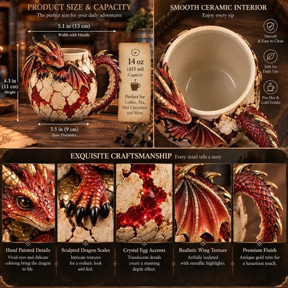 🐉✨ Dragonbound Realms™ Sculpted Dragon Mug Collection | 6 Fantasy Realm Designs with Raised 3D Dragon Details ☕