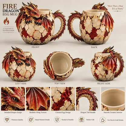 🐉✨ Dragonbound Realms™ Sculpted Dragon Mug Collection | 6 Fantasy Realm Designs with Raised 3D Dragon Details ☕