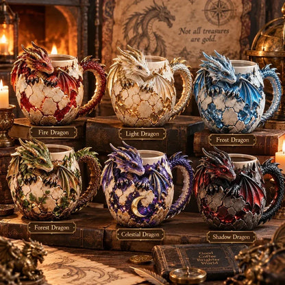 🐉✨ Dragonbound Realms™ Sculpted Dragon Mug Collection | 6 Fantasy Realm Designs with Raised 3D Dragon Details ☕