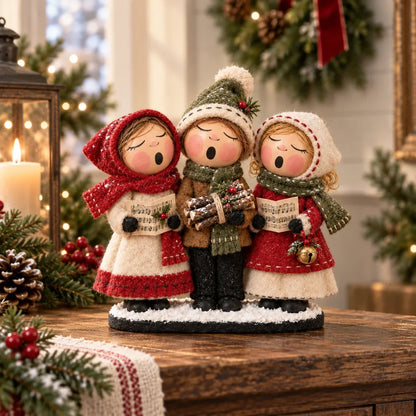 🎄🎶 Vintage Christmas Carolers Trio – Cozy Tabletop Holiday Decor