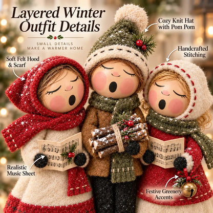 🎄🎶 Vintage Christmas Carolers Trio – Cozy Tabletop Holiday Decor