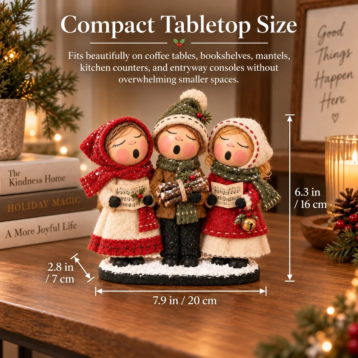 🎄🎶 Vintage Christmas Carolers Trio – Cozy Tabletop Holiday Decor