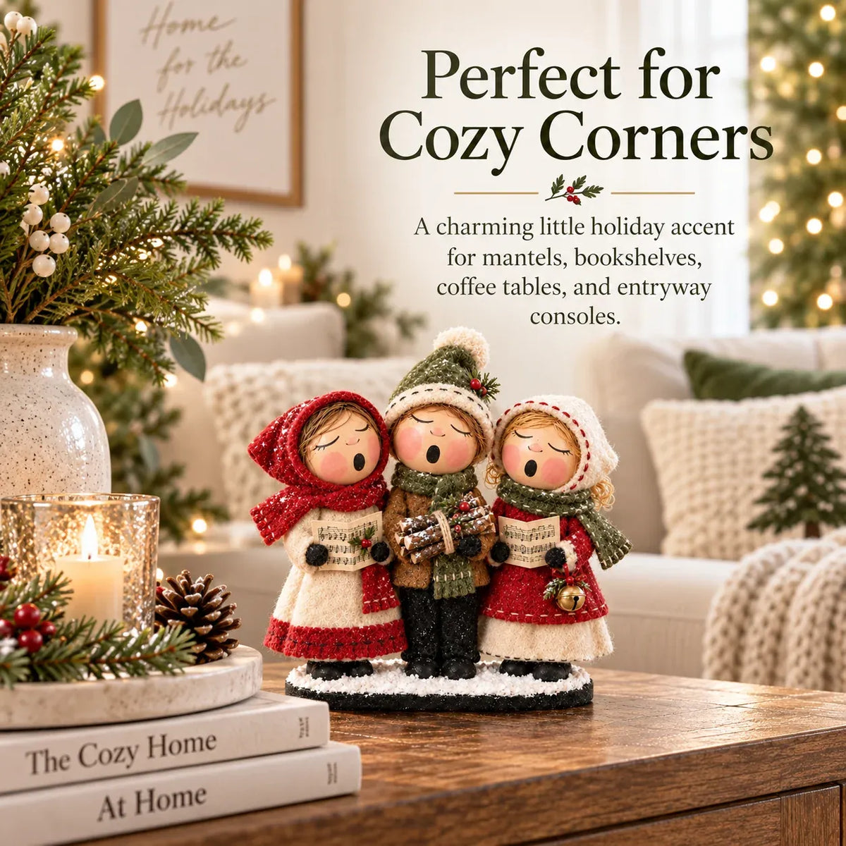 🎄🎶 Vintage Christmas Carolers Trio – Cozy Tabletop Holiday Decor