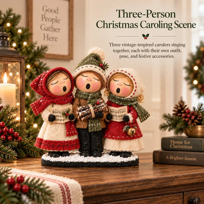 🎄🎶 Vintage Christmas Carolers Trio – Cozy Tabletop Holiday Decor