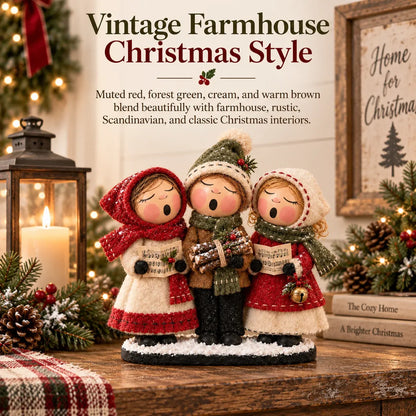🎄🎶 Vintage Christmas Carolers Trio – Cozy Tabletop Holiday Decor