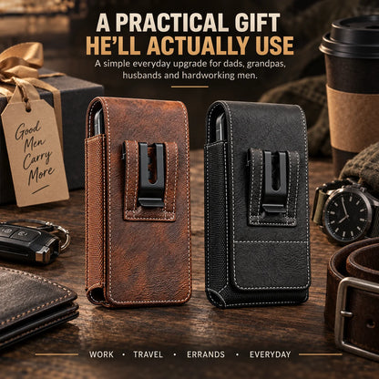 Men’s Waist Phone Pouch with Magnetic Closure, Card Slot & Metal Belt Clip