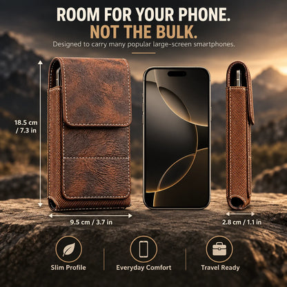 Men’s Waist Phone Pouch with Magnetic Closure, Card Slot & Metal Belt Clip