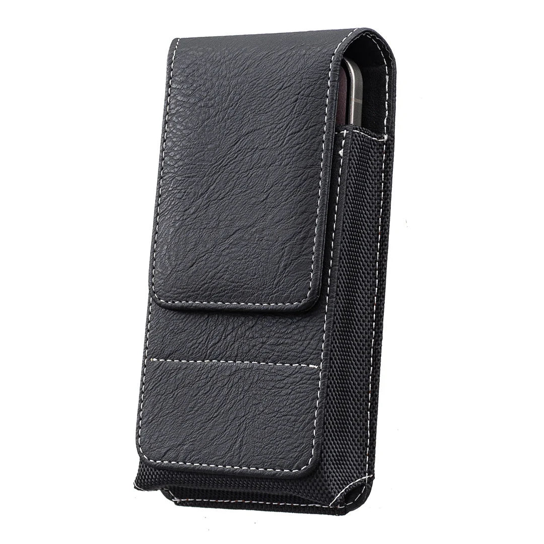 Men’s Waist Phone Pouch with Magnetic Closure, Card Slot & Metal Belt Clip