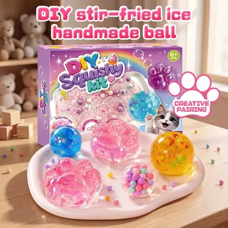 🔥FREE SHIPPING🔥🐾 Kawaii DIY Cat Paw Kit – Super Soft Squishy Craft for Creative & Sensory Fun