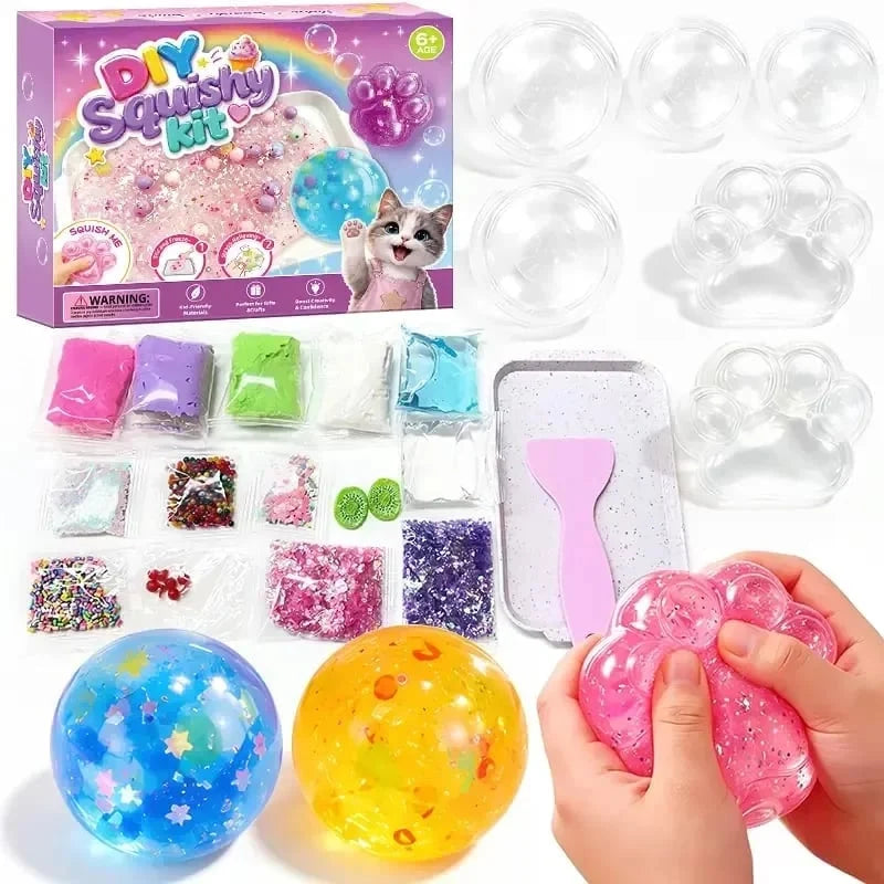 🔥FREE SHIPPING🔥🐾 Kawaii DIY Cat Paw Kit – Super Soft Squishy Craft for Creative & Sensory Fun