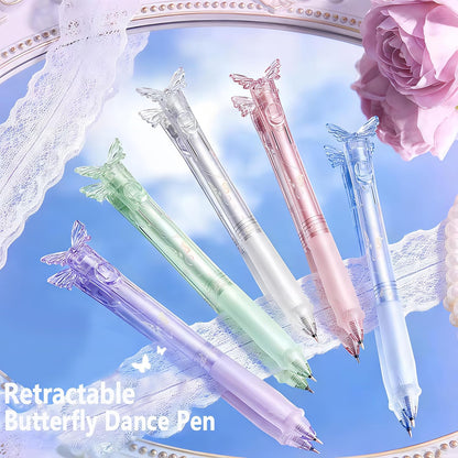 🦋 Butterfly Retractable Gel Pen – 0.5mm Smooth Black Ink | Single or 5-Color Set