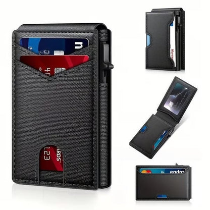 🔥🔥Wallet for Men - with Pop Up Aluminum Case Slim Slots Credit Card Holder RFID Blocking Bifold Minimalist Wallet