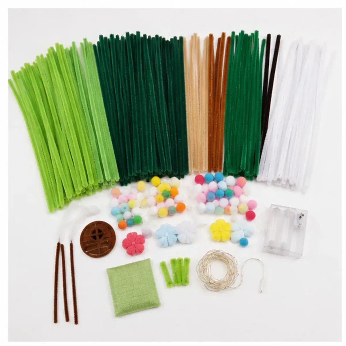 🎄✨DIY Pipe-Cleaner Christmas Tree House Kit with Lights