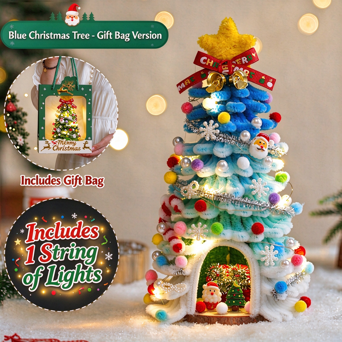 🎄✨DIY Pipe-Cleaner Christmas Tree House Kit with Lights