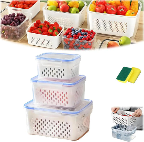 🥗 4-in-1 Fridge Food Storage Container – Keep Groceries Fresh & Organized