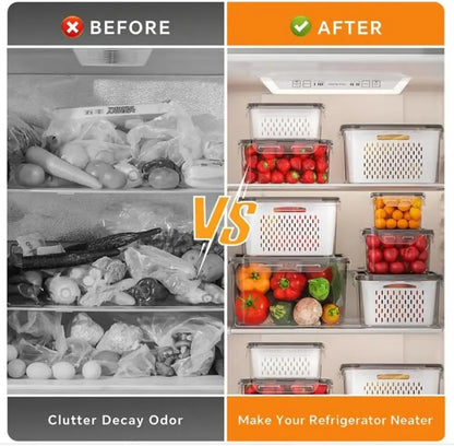 🥗 4-in-1 Fridge Food Storage Container – Keep Groceries Fresh & Organized