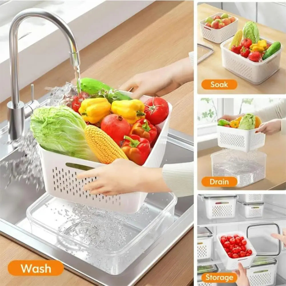 🥗 4-in-1 Fridge Food Storage Container – Keep Groceries Fresh & Organized