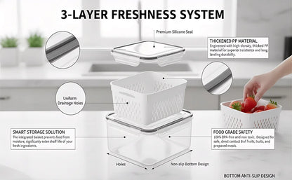 🥗 4-in-1 Fridge Food Storage Container – Keep Groceries Fresh & Organized