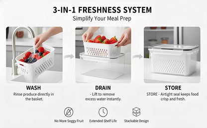 🥗 4-in-1 Fridge Food Storage Container – Keep Groceries Fresh & Organized