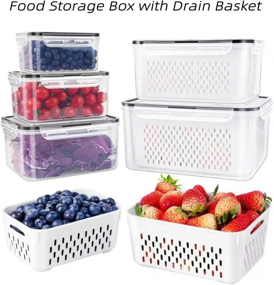 🥗 4-in-1 Fridge Food Storage Container – Keep Groceries Fresh & Organized