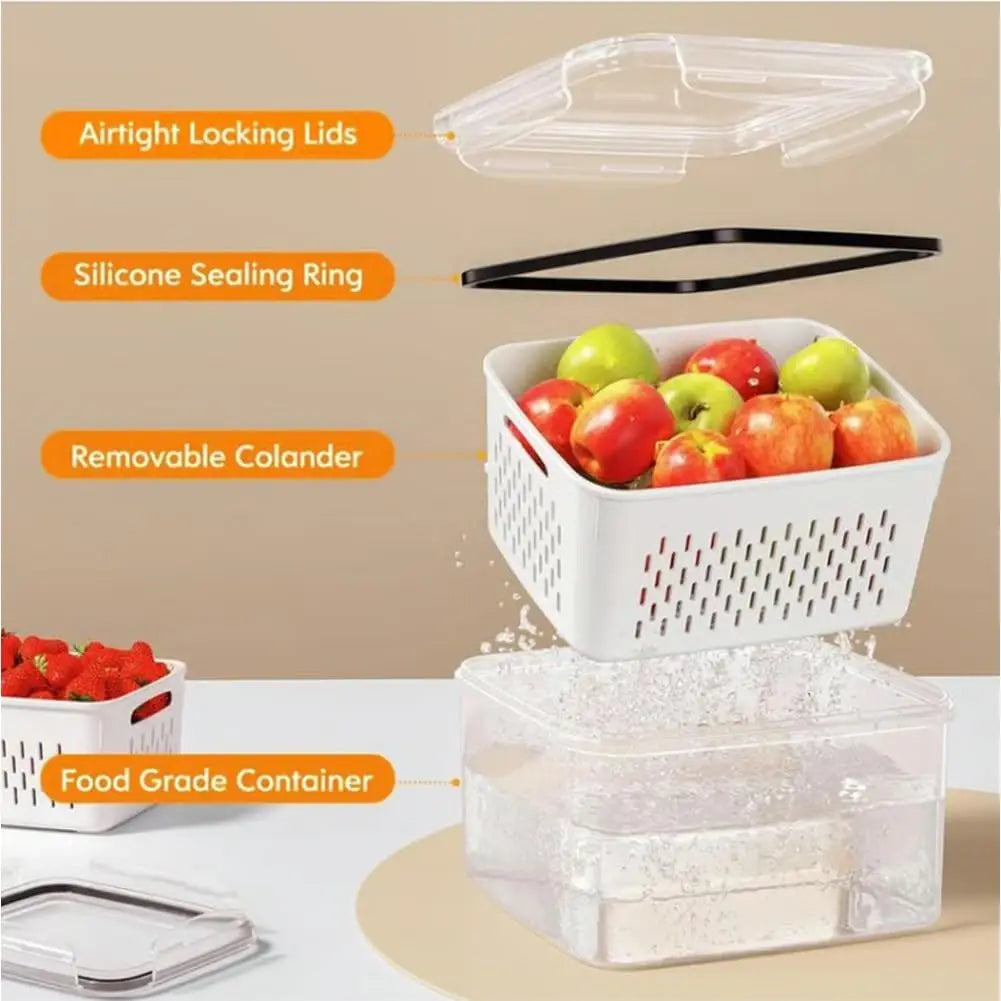 🥗 4-in-1 Fridge Food Storage Container – Keep Groceries Fresh & Organized
