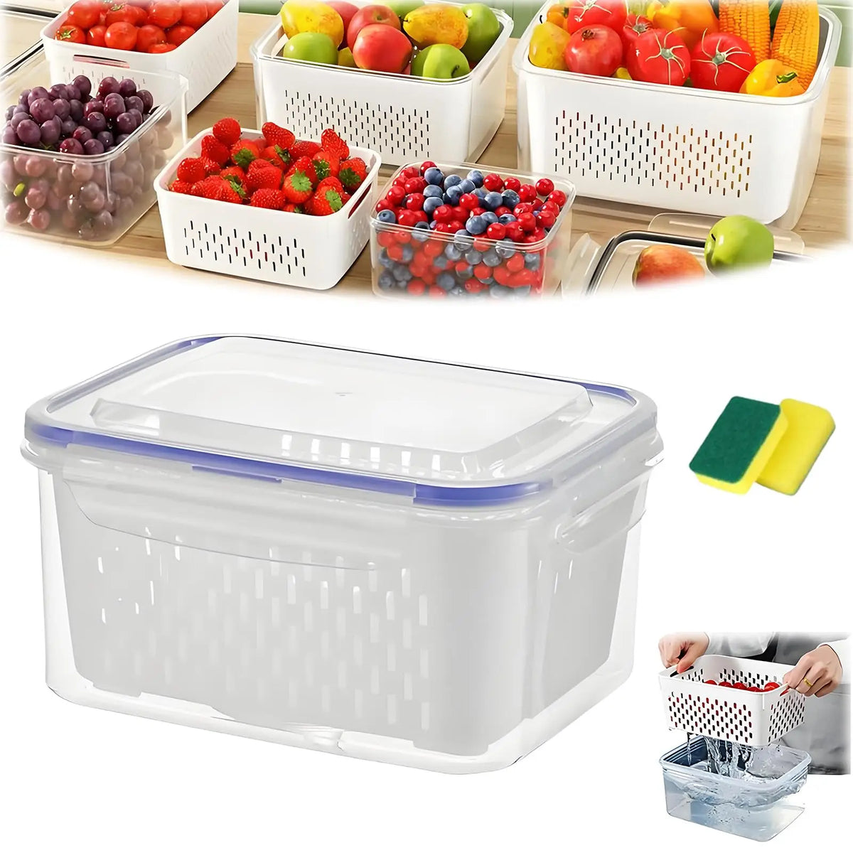 🥗 4-in-1 Fridge Food Storage Container – Keep Groceries Fresh & Organized