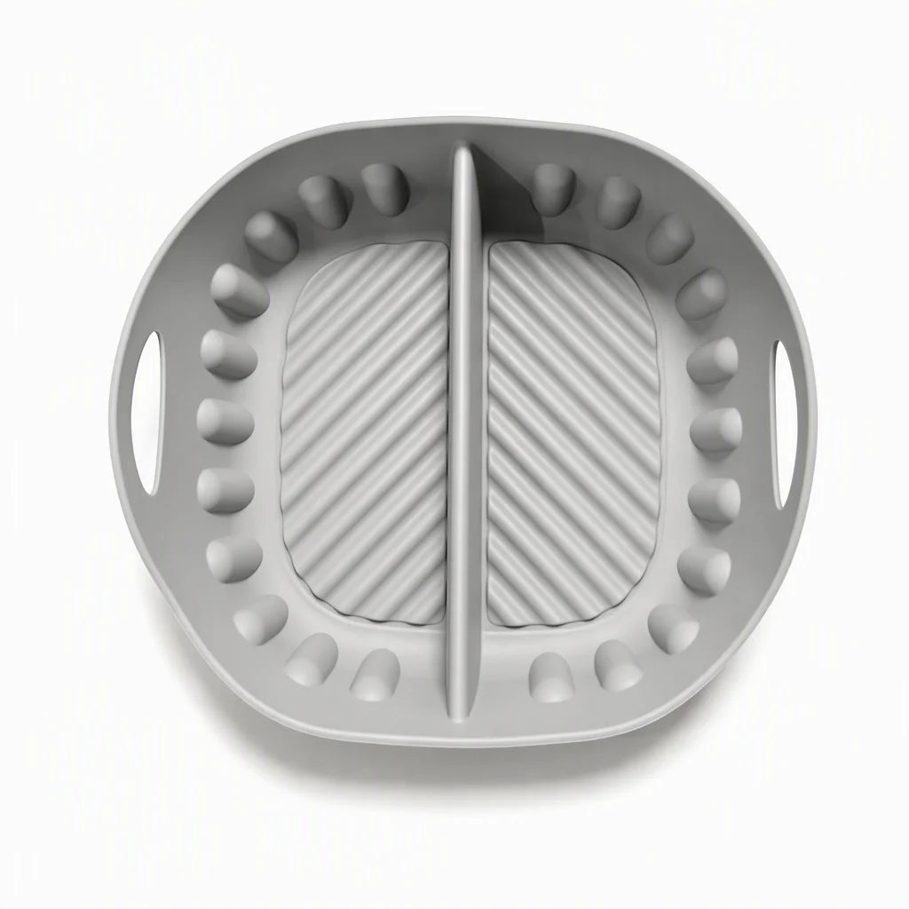 🔥 2026 Trending Reusable Silicone Air Fryer Basket Liner with Dual Compartments ✨