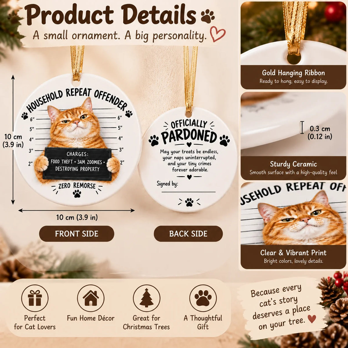 😼 Cat Mugshot Ornament Collection