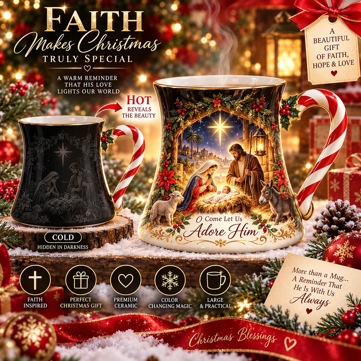 🎄 Christmas Magic Color-Changing Mug – Heat-Reveal Holiday Surprise