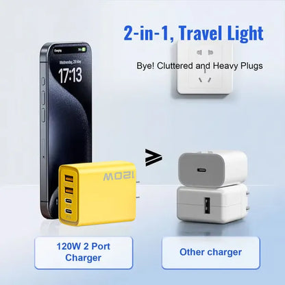 ⚡ Portable Fast Charger Set – Dual-Port USB-C & USB-A Adapter + 4-in-1 Cable