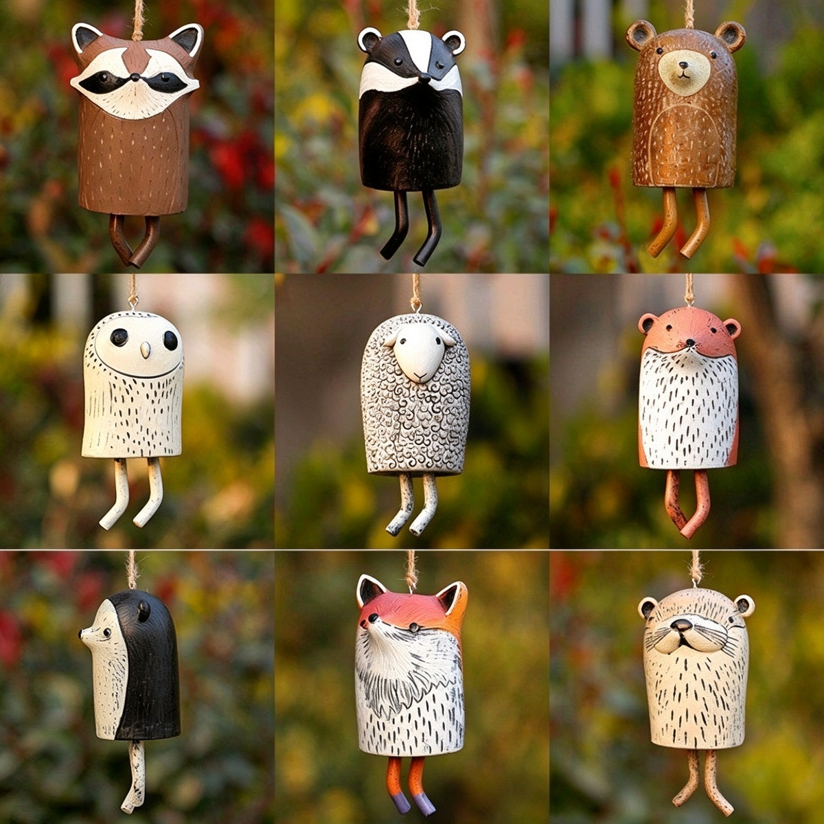 Handmade Whimsical Animal Wind Chime Ornaments